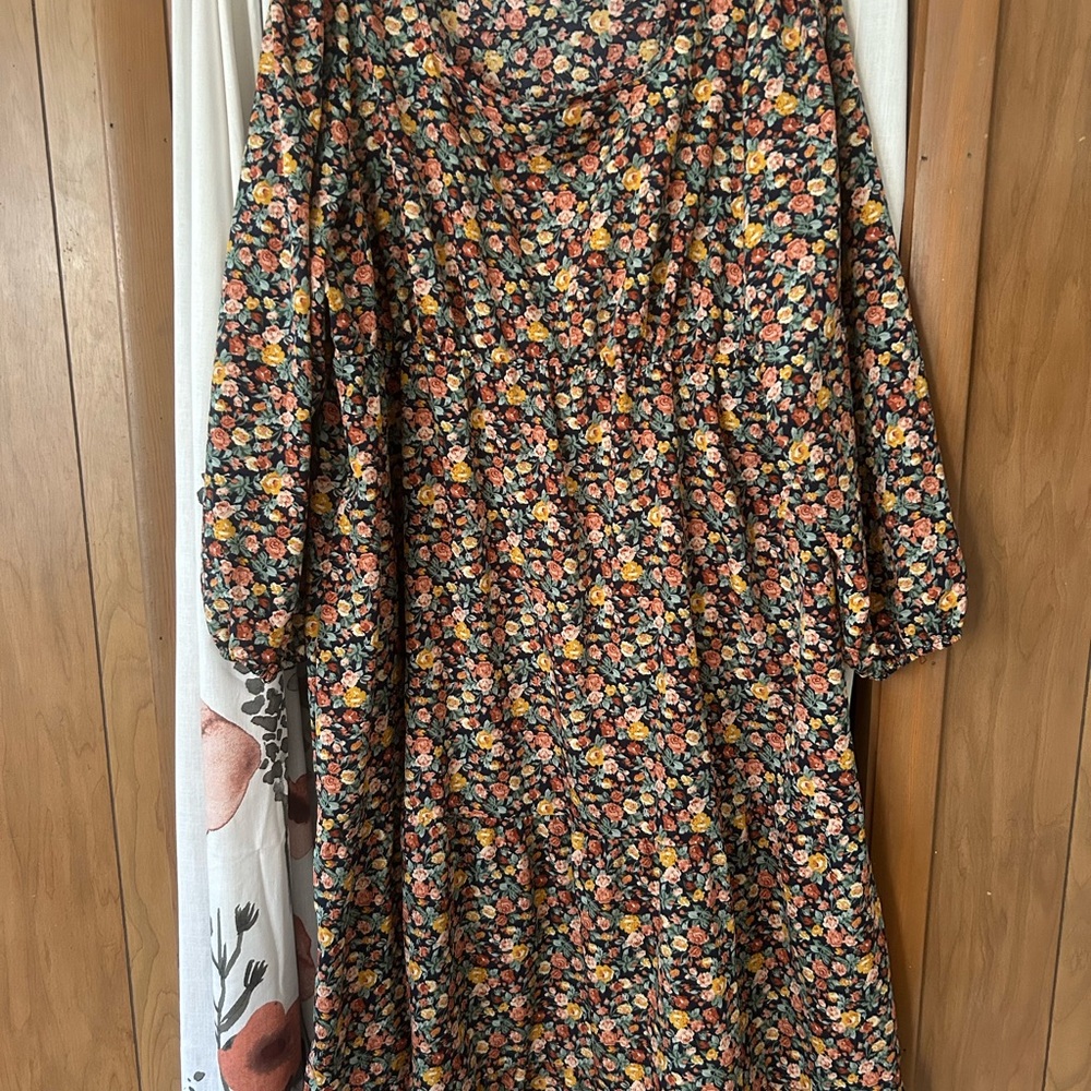 SHEIN Floral Long Sleeve Dress - Multicolor